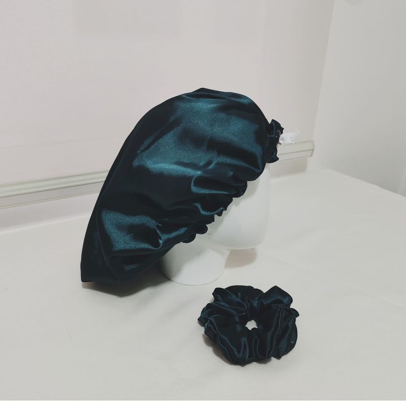 GENERICO - Gorro Antifrizz en Satín para Dormir - Color Verde Botella