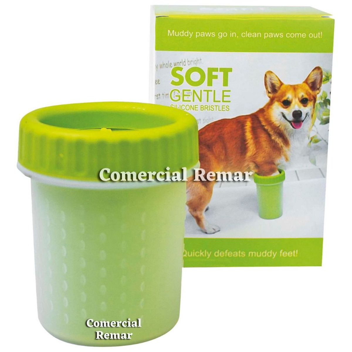 GENERICO - Limpiador de Patas para Perros y Mascotas Talla M Verde