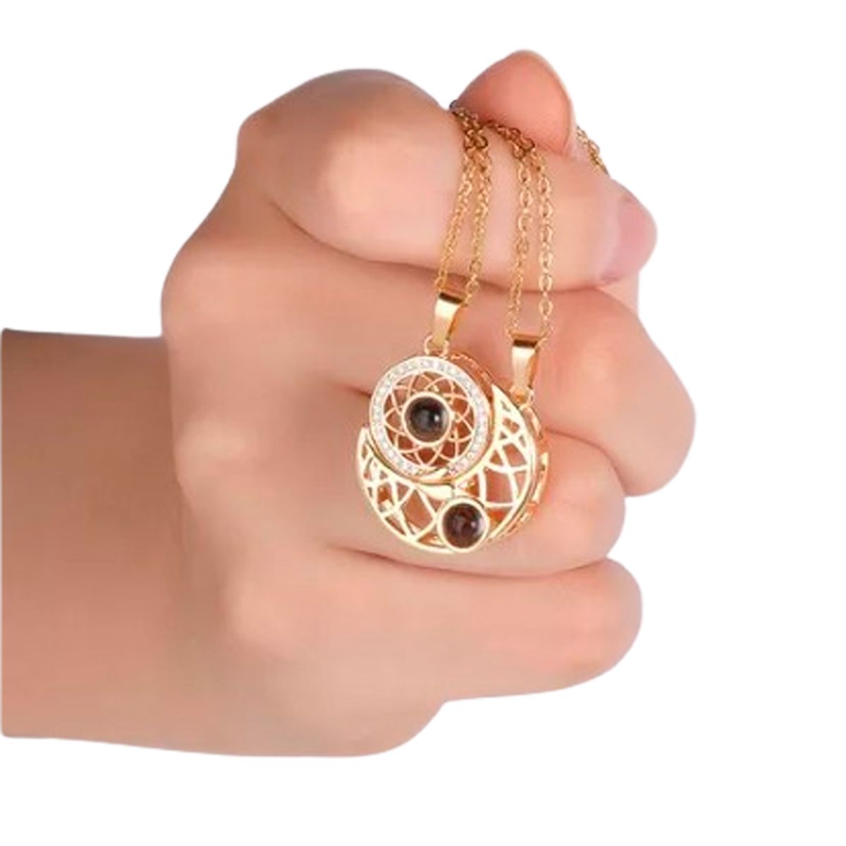 GENERICO - Collar Modelo Sol y Luna Imantado para Parejas Proyeccion 100 idiomas