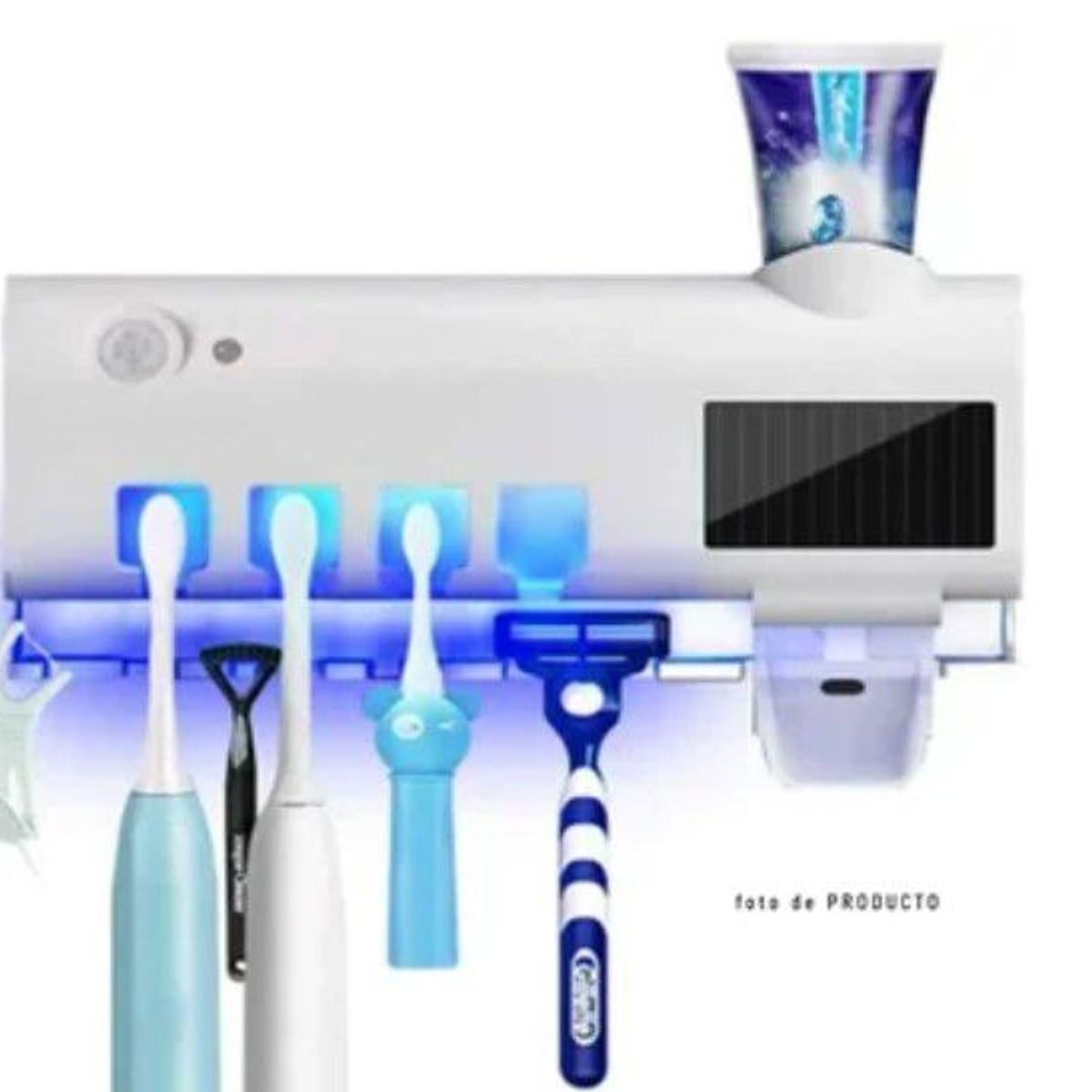 GENERICO - Porta cepillos esterilizador inteligente recarga usb y solar