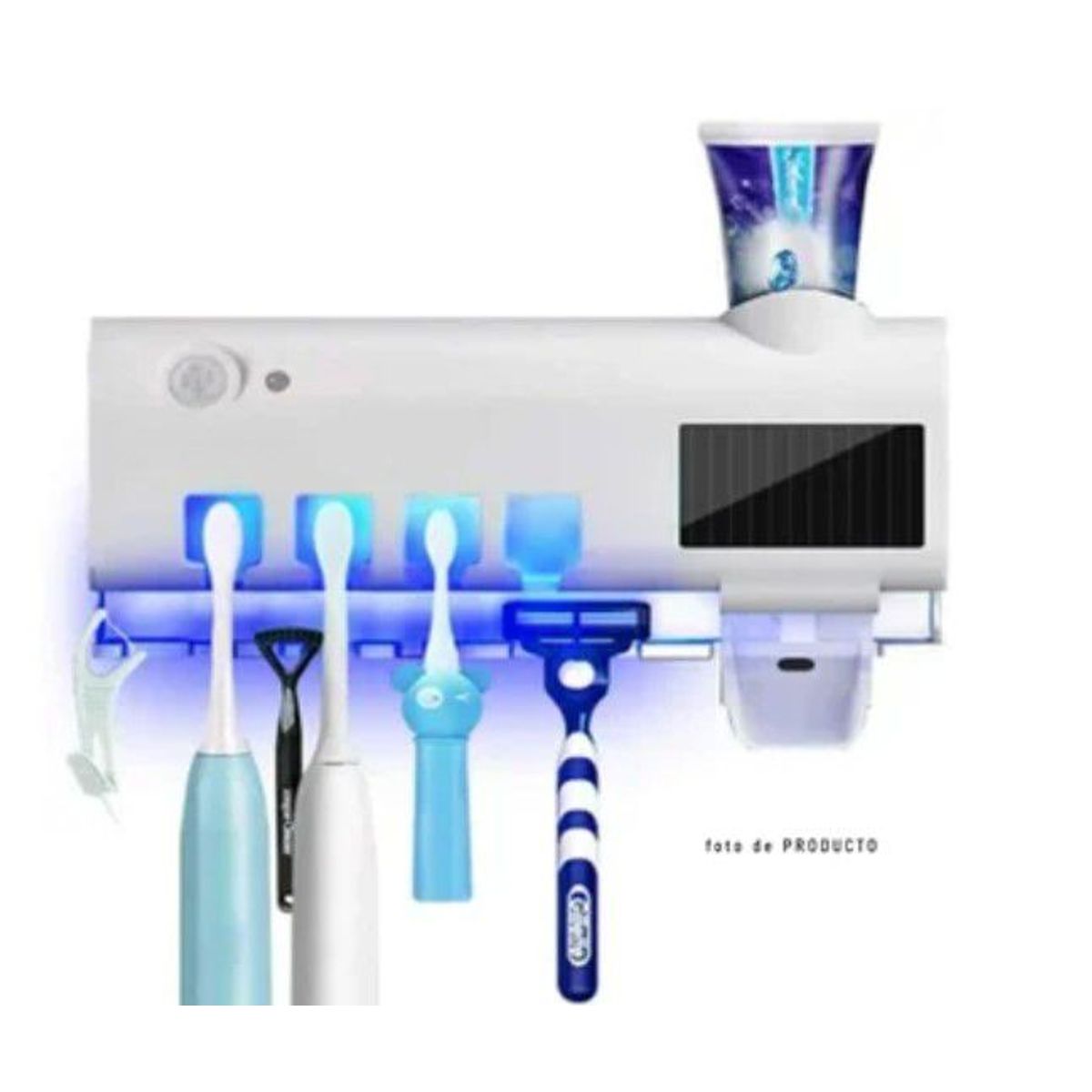 GENERICO - Porta cepillos esterilizador inteligente recarga usb y solar