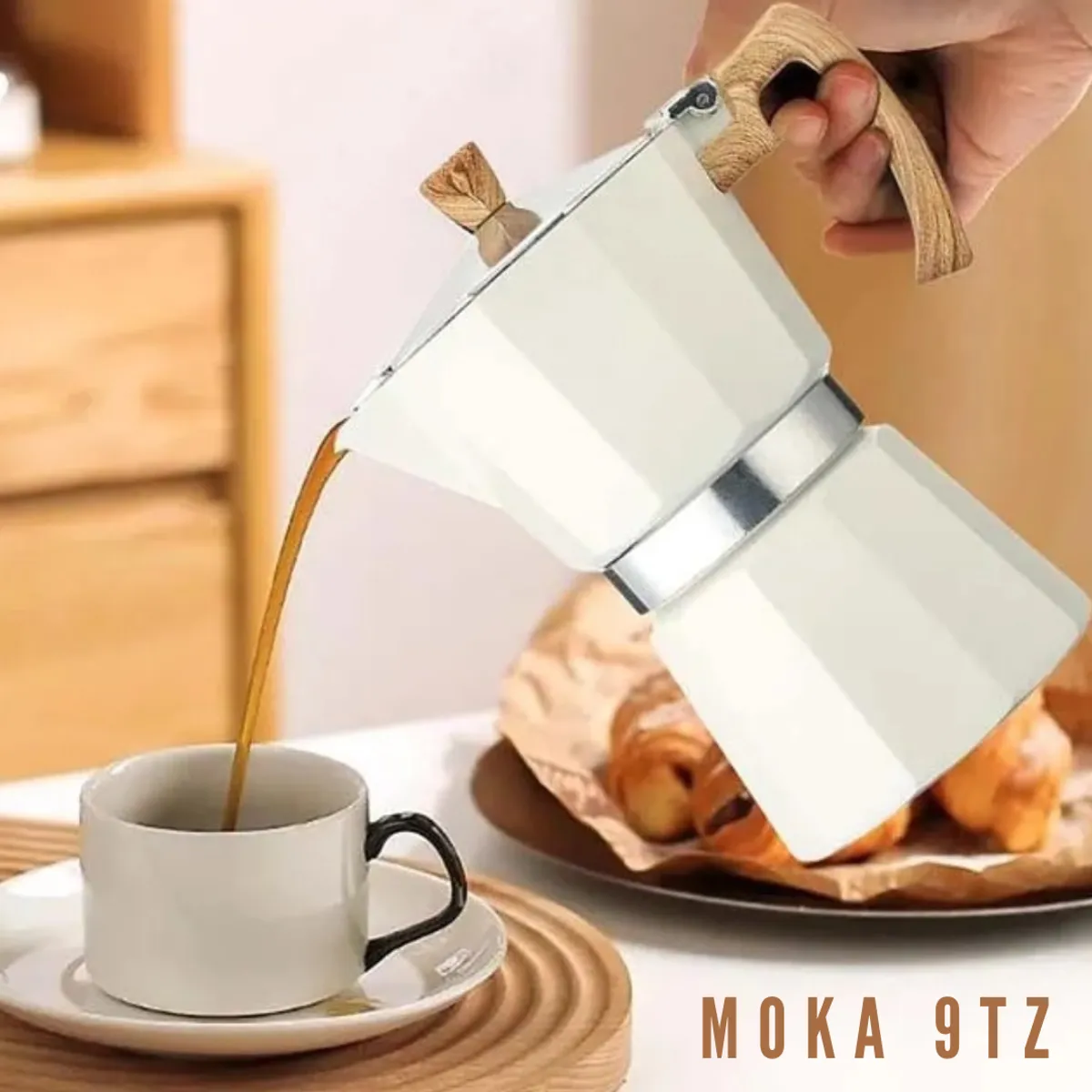 GENERICO - Cafetera moka italiana vintage blanco  9 tazas