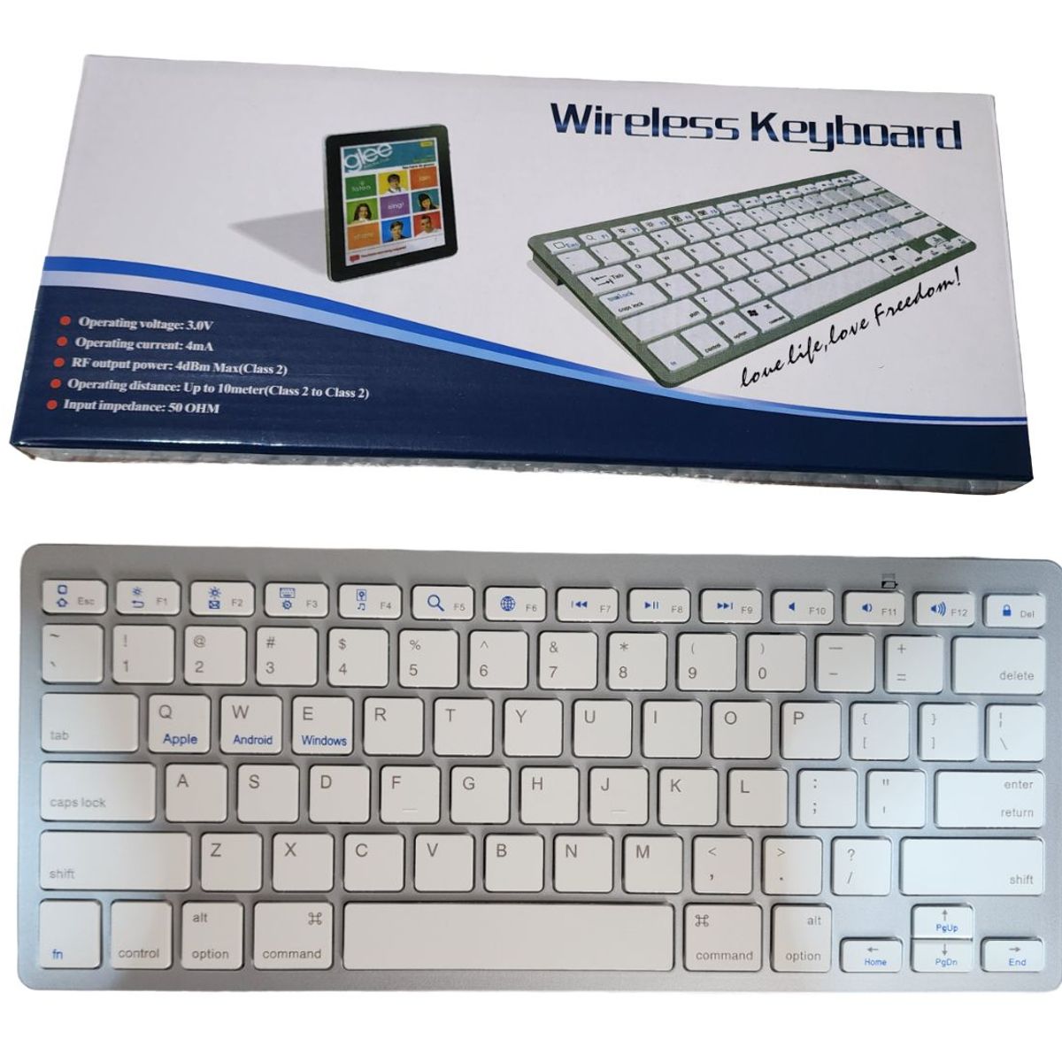 GENERICO - Teclado Inalamábrico Bluetooth  Wireless Universal -  Blanco