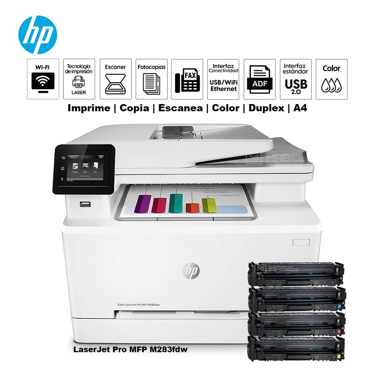 HP - Impresora HP Color Laserjet Pro MFP M283fdw Multifuncional 7KW75A