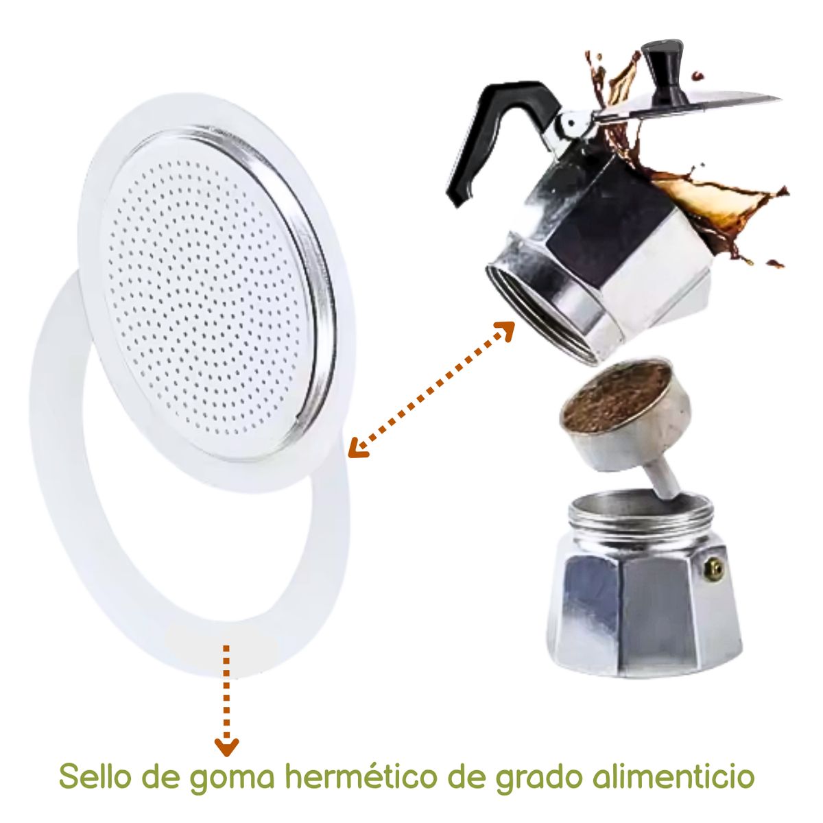GENERICO - Anillo Sello Silicona para Cafetera Italiana Moka de 4 o 5 o 6 TAZAS