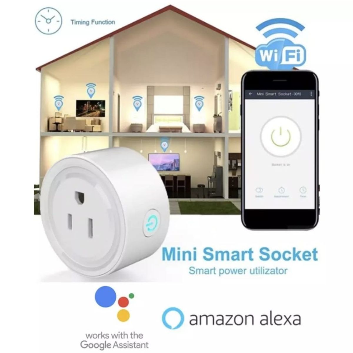 GENERICO - Enchufe Wifi Inteligente Smart Domotica Google home assitant y Alexa