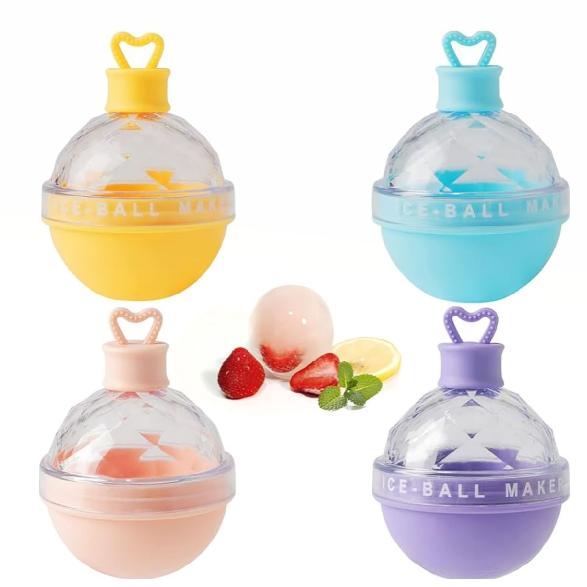 GENERICO - Kit 4 Moldes de bolas de hielo de silicona - Color aleatorio