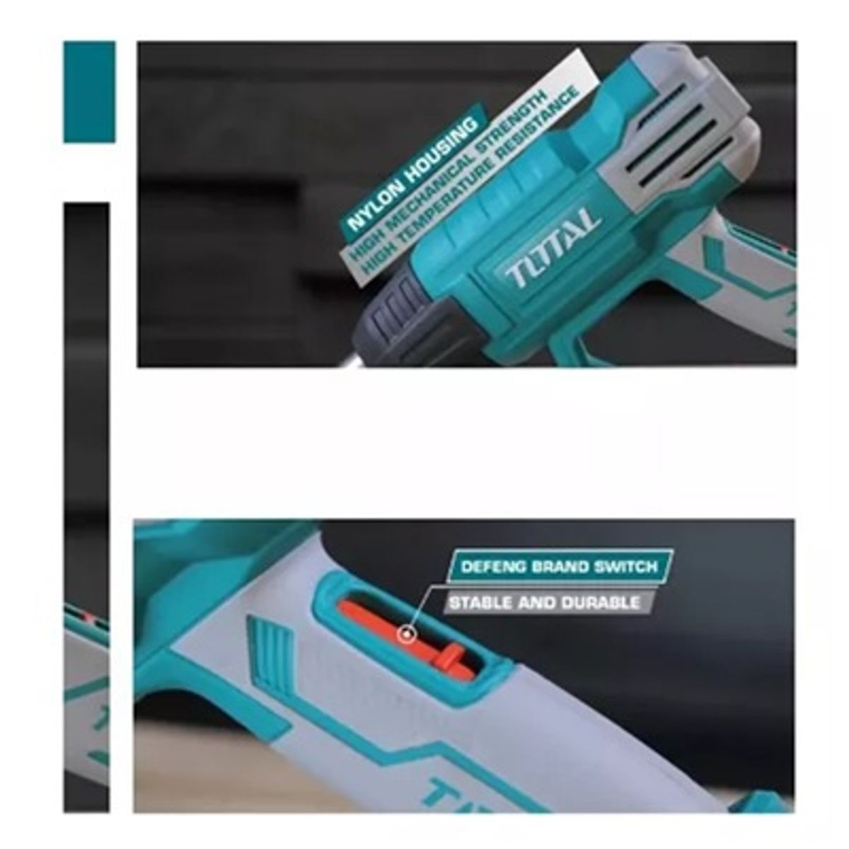 TOTAL TOOLS - PISTOLA DE CALOR INDUSTRIAL 2000W 550°C AJUSTABLE  TOTAL - TB20045