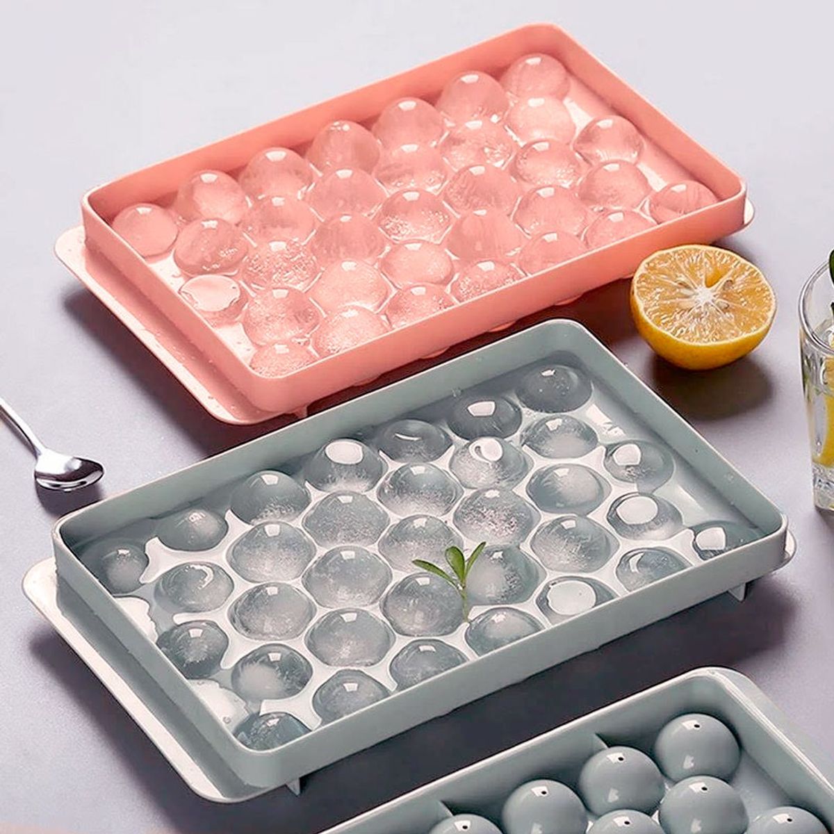 MOLAND - Molde rosa para 33 cubitos de hielo esféricos