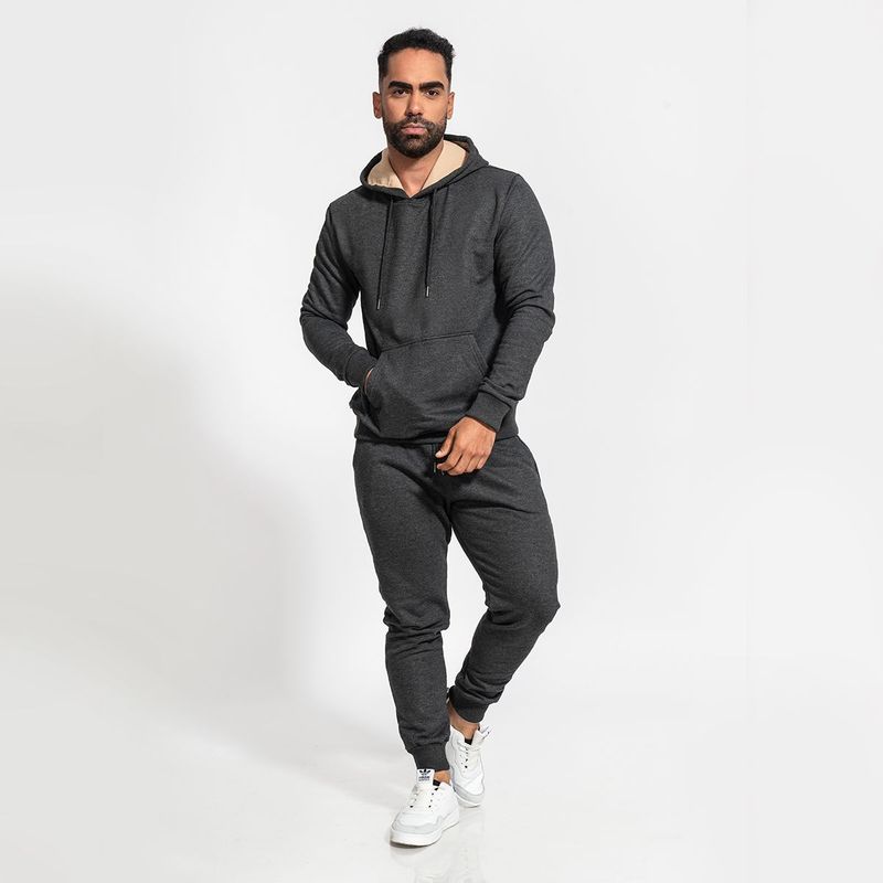 GENERICO - conjunto buzo afranelado polera y jogger para hombre gris Arcoi