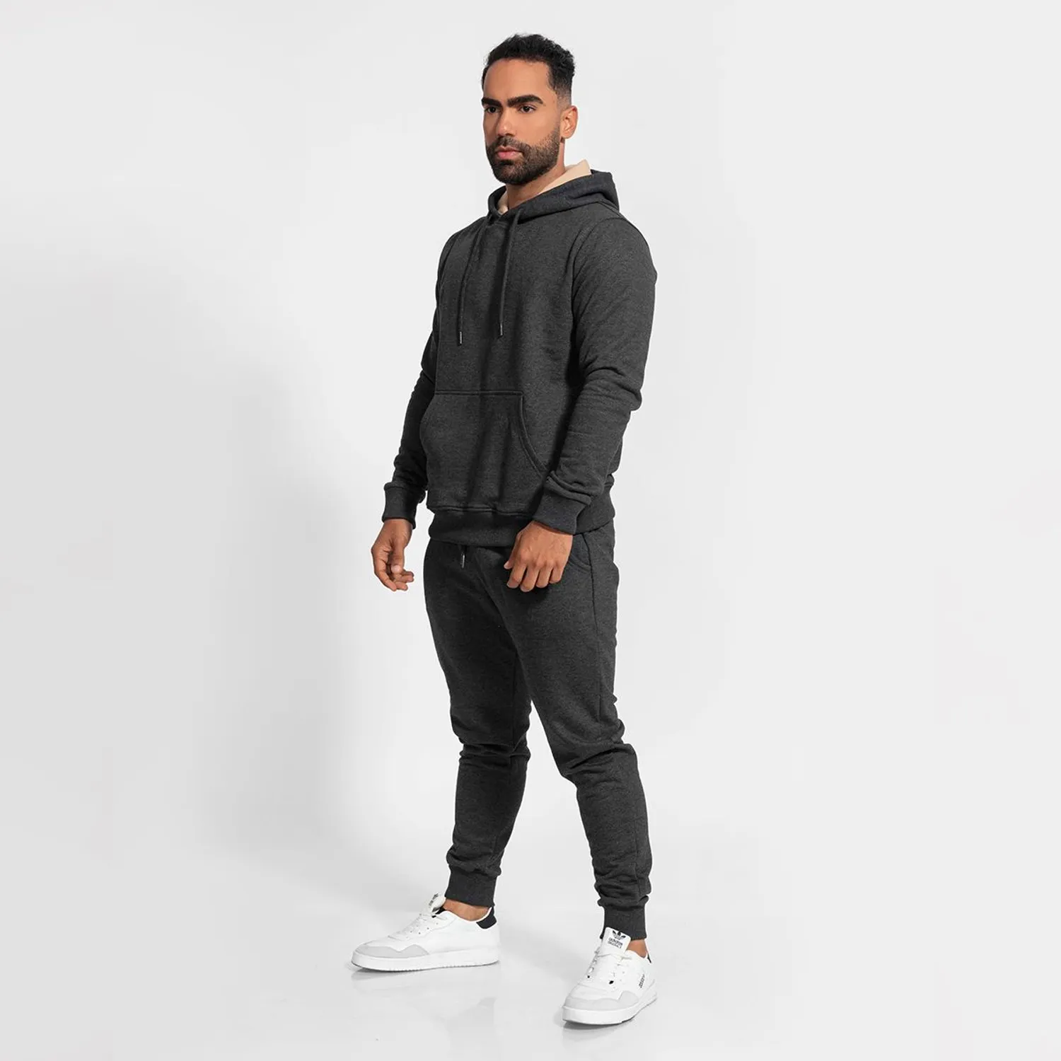conjunto buzo de algodón polera y jogger para hombre gris Arcoi