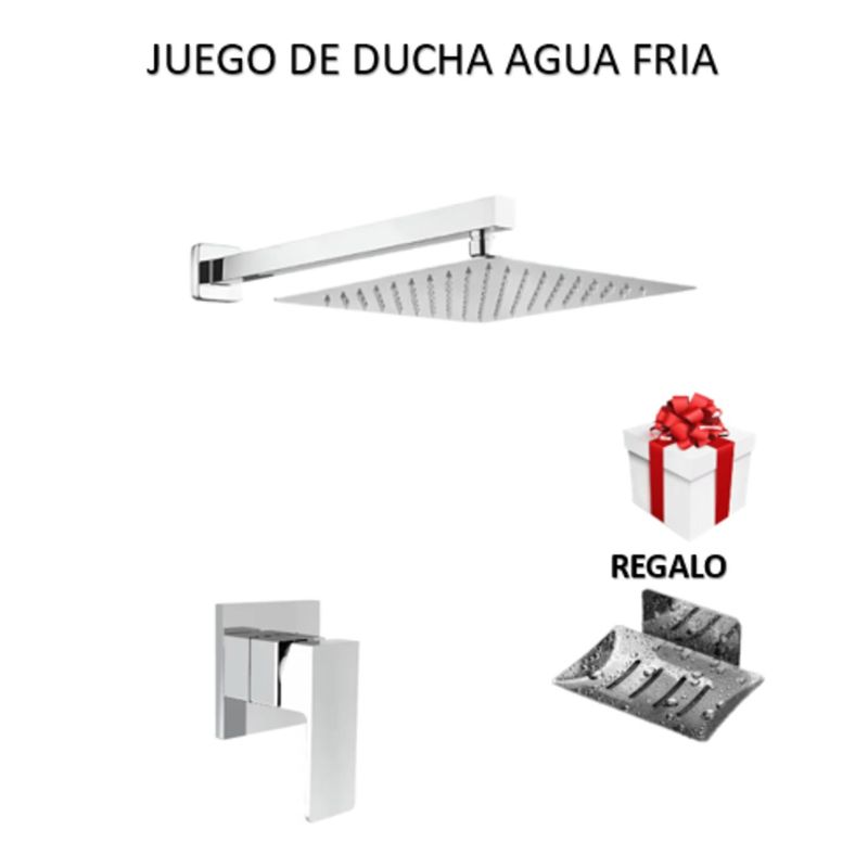 GENERICO - JUEGO DE  DUCHA  ACERO 20CM + LLAVE DE DUCHA DUCHA  CROMADO AGUA FRIA