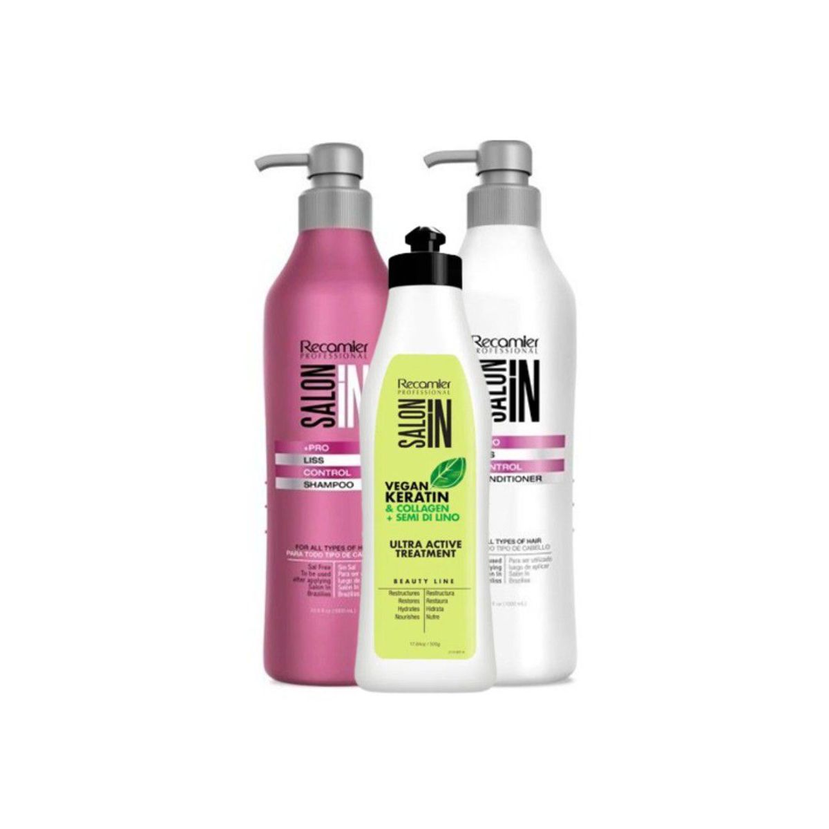 SALON IN - Salon in - Liss Control  Shampoo 1lt + Acondicionador  1 lt y Ultra Active 500 gr