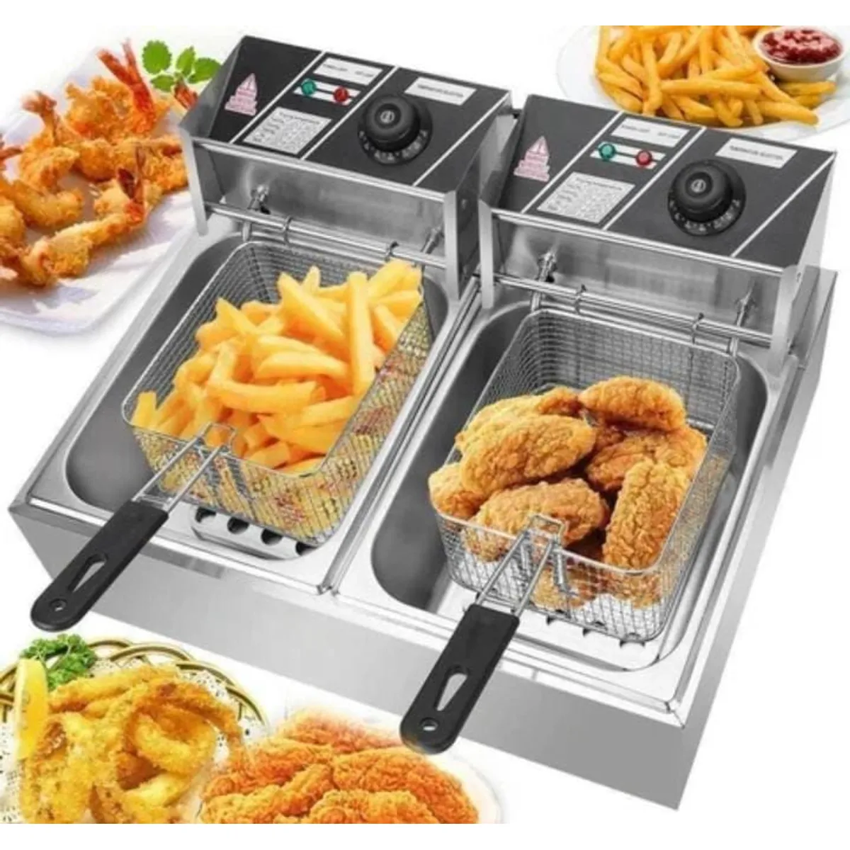 GENERICO - FREIDORA ELÉCTRICA  AUTOMÁTICA DE 2 COMPARTIMIENTOS