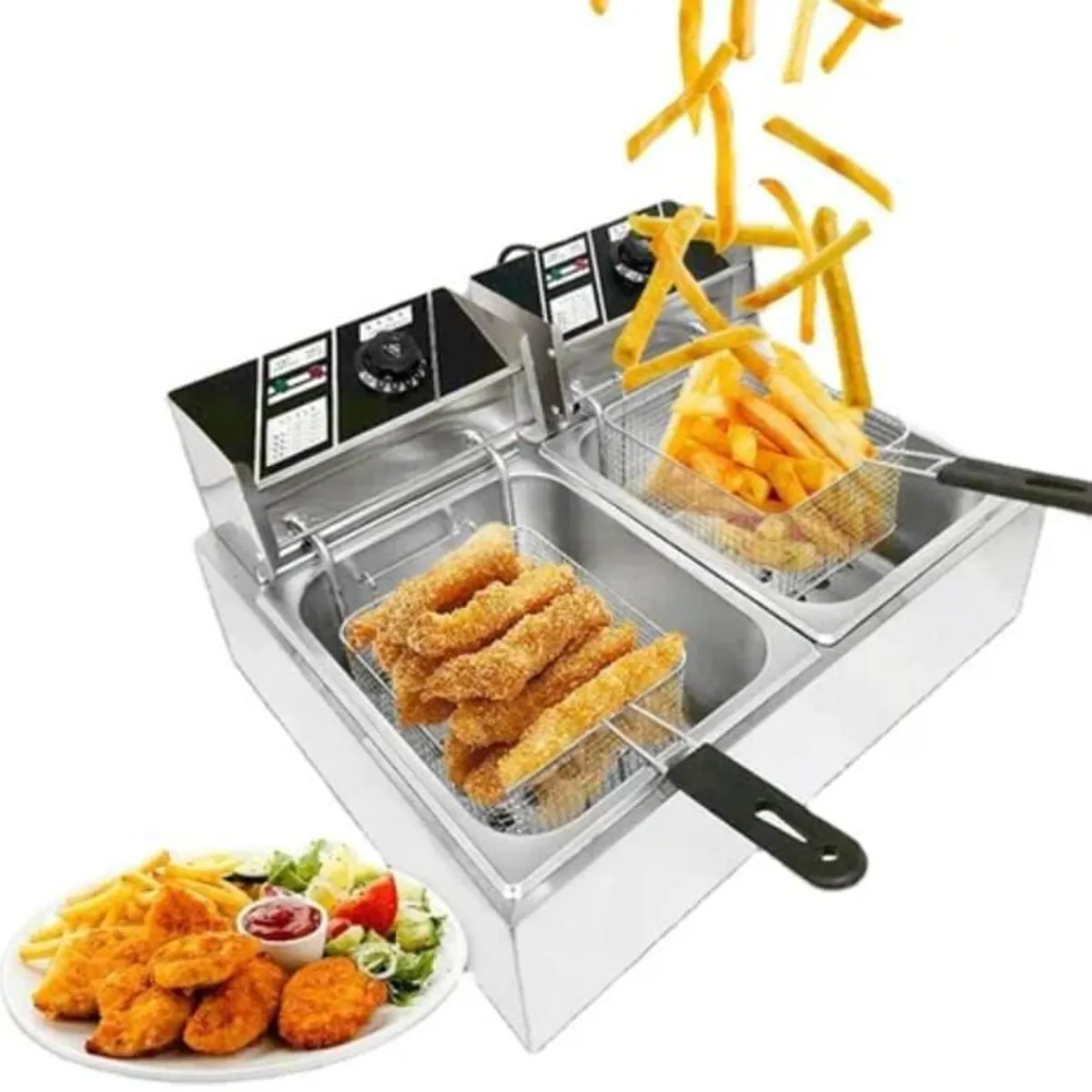 GENERICO - FREIDORA ELÉCTRICA  AUTOMÁTICA DE 2 COMPARTIMIENTOS