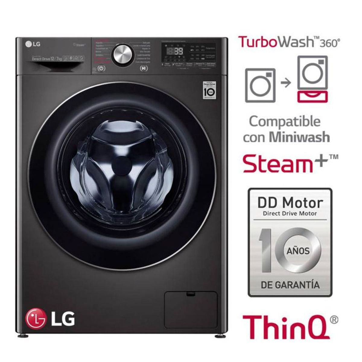 LG - LAVASECA LG WD12BVC2S6C lava 12kilos 7kilos secado COLOR NEGRO ACER0 CON AI DD INTELIGENCIA ARTIFICIAL