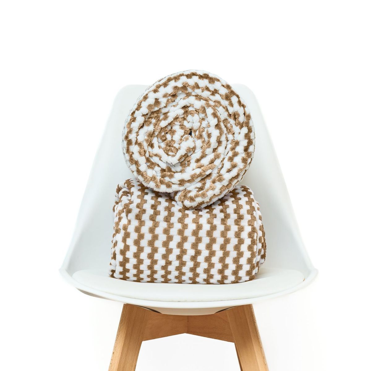 COBITEX HOME - Manta chess blanco/arenita 230 x 180 cm con textura de corderito cobitex