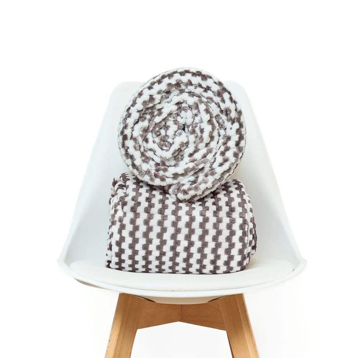 COBITEX HOME - Manta chess blanco/gris 230 x 180 cm con textura de corderito cobitex