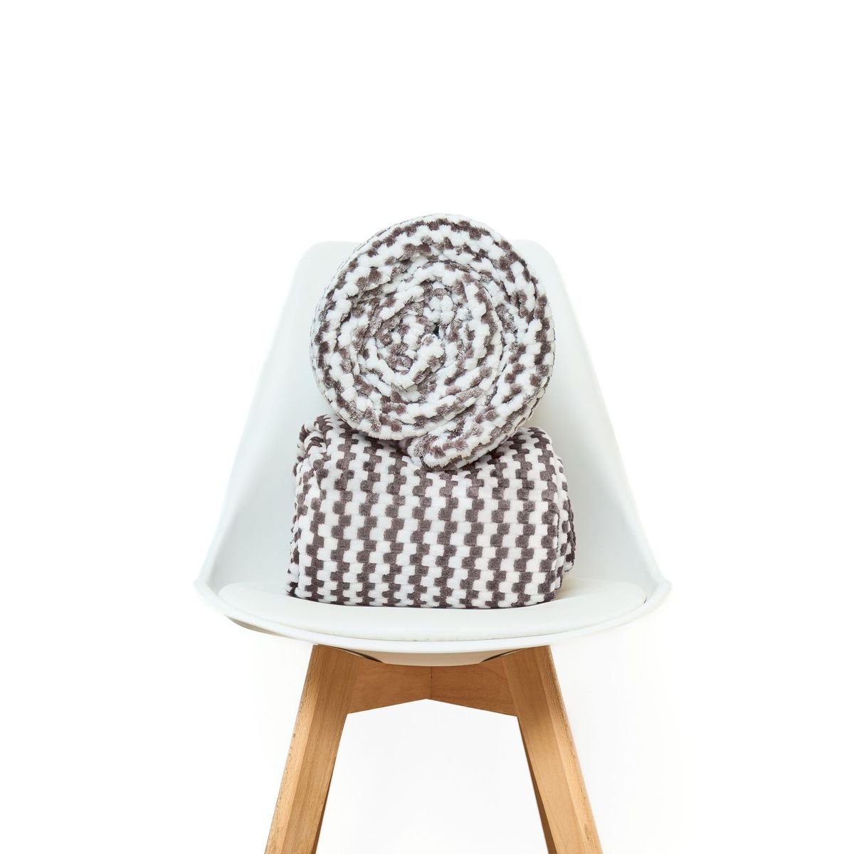 COBITEX HOME - Manta chess blanco/gris 230 x 180 cm con textura de corderito cobitex