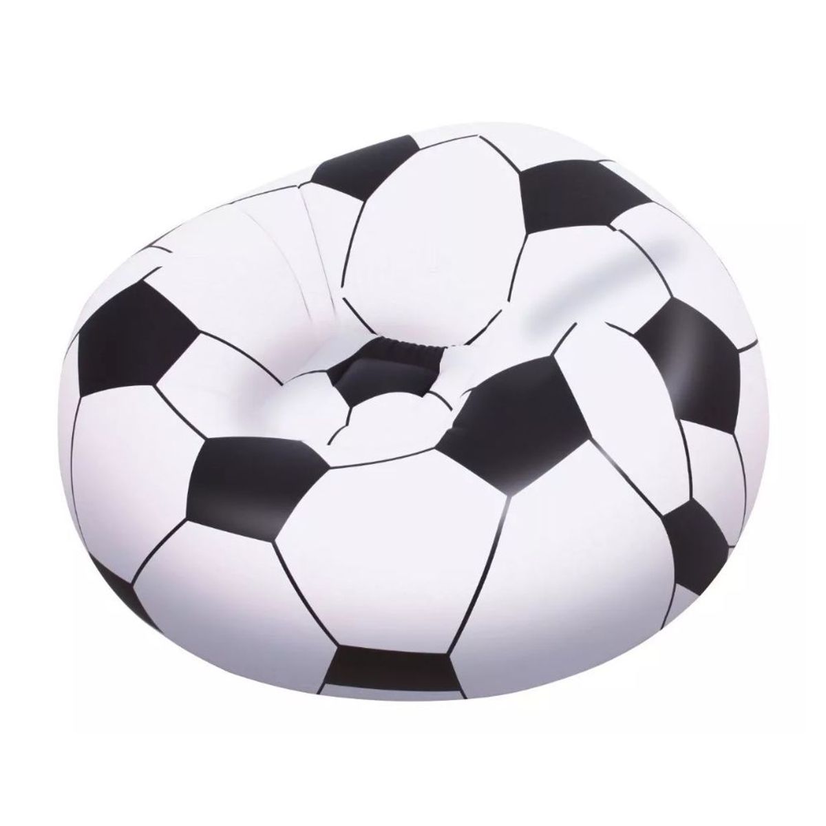 BESTWAY - Sillón Inflable Pelota Balón De Futbol Puff NEGRO con BLANCO