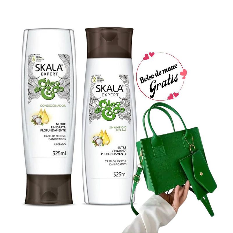 SKALA - Shampoo-Acondicionador Óleo De Coco Skala + Cartera De Mano Regalo