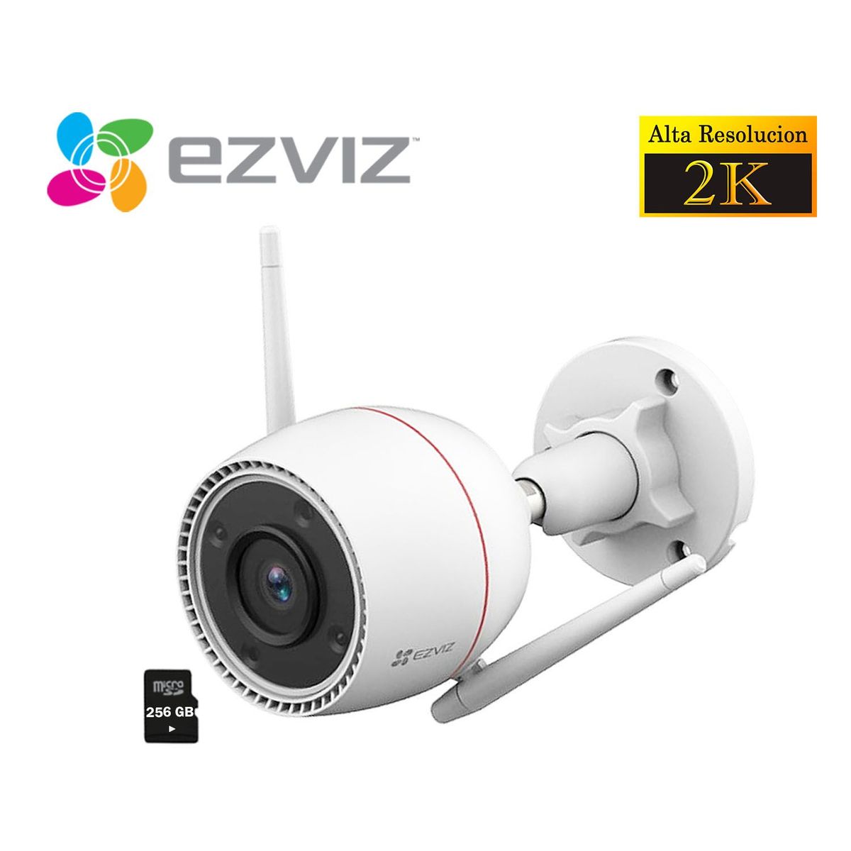Ezviz - Cámara Seguridad Wifi Ezviz H3C 2K 3MP IP67 Exterior Noche Color Micro SD 256GB