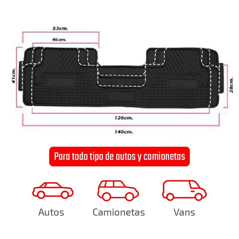 GENERICO - piso de jebe protector alfombra auto universal negro