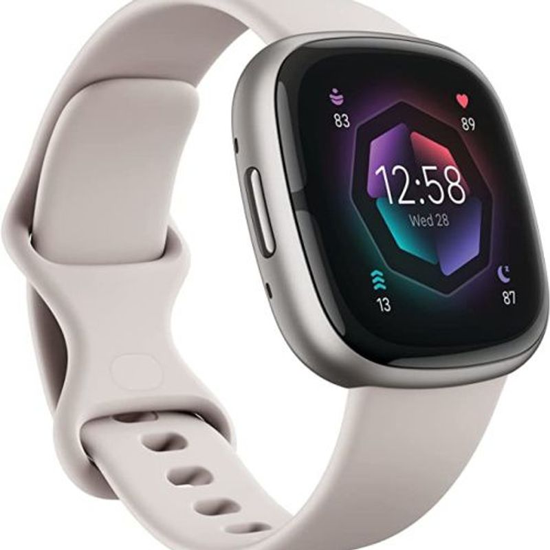 FITBIT - Fitbit Sense 2 Health & Fitness Smartwatch Lunar WhitePlatinum