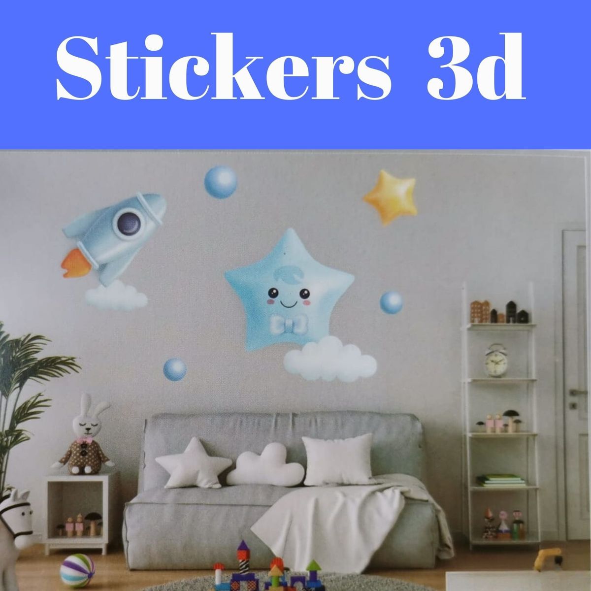 GENERICO - Pegatina Infantil Cohete 3D 60X30cm