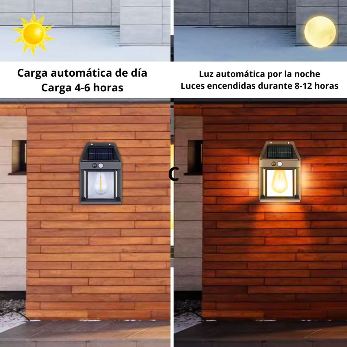 SEISA - Lámpara Solar de Pared con Sensor de Movimiento SEISA Foco K1-D04
