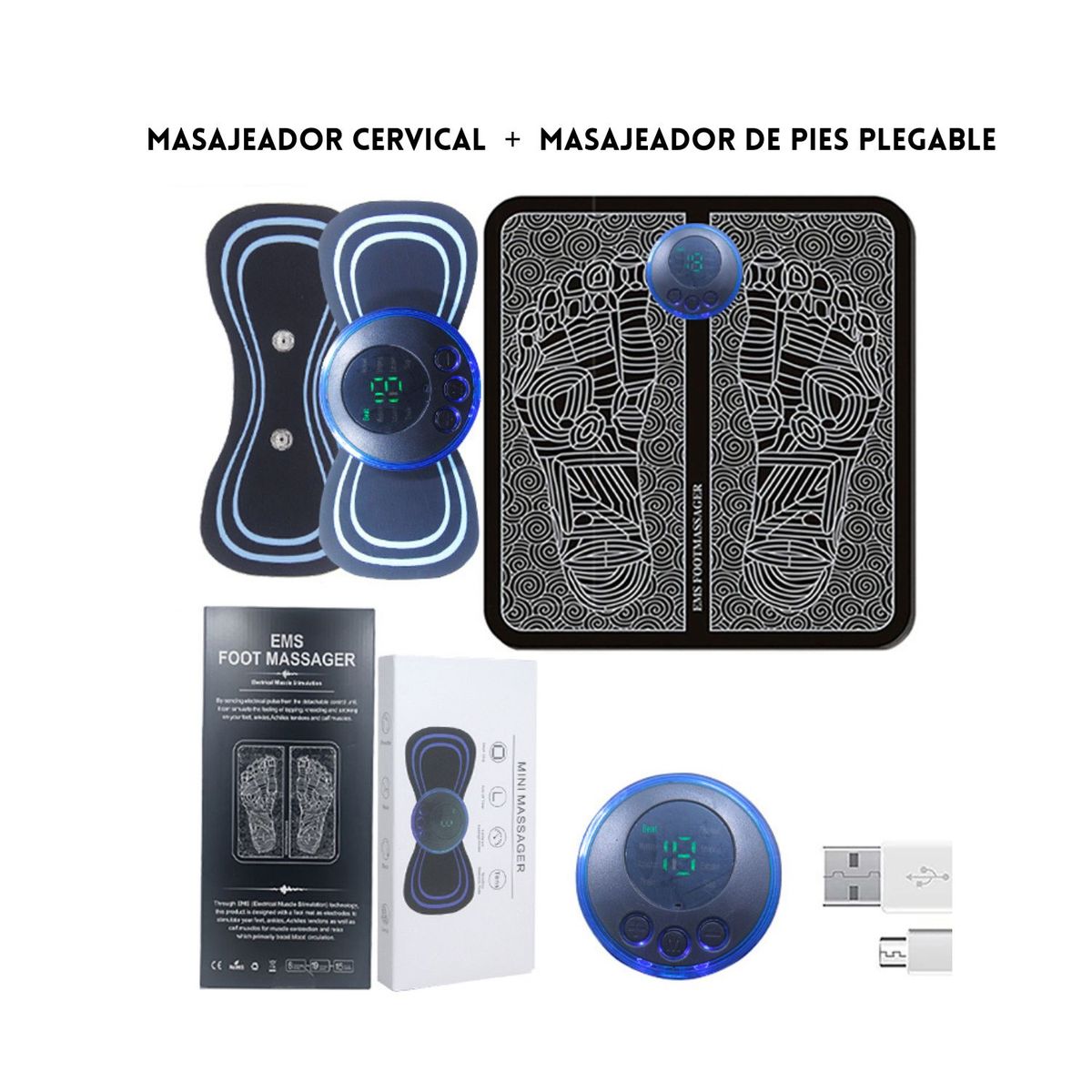 GENERICO - Masajeador Plegable Eléctrico Para Pies EMS y Masajeador Cervical