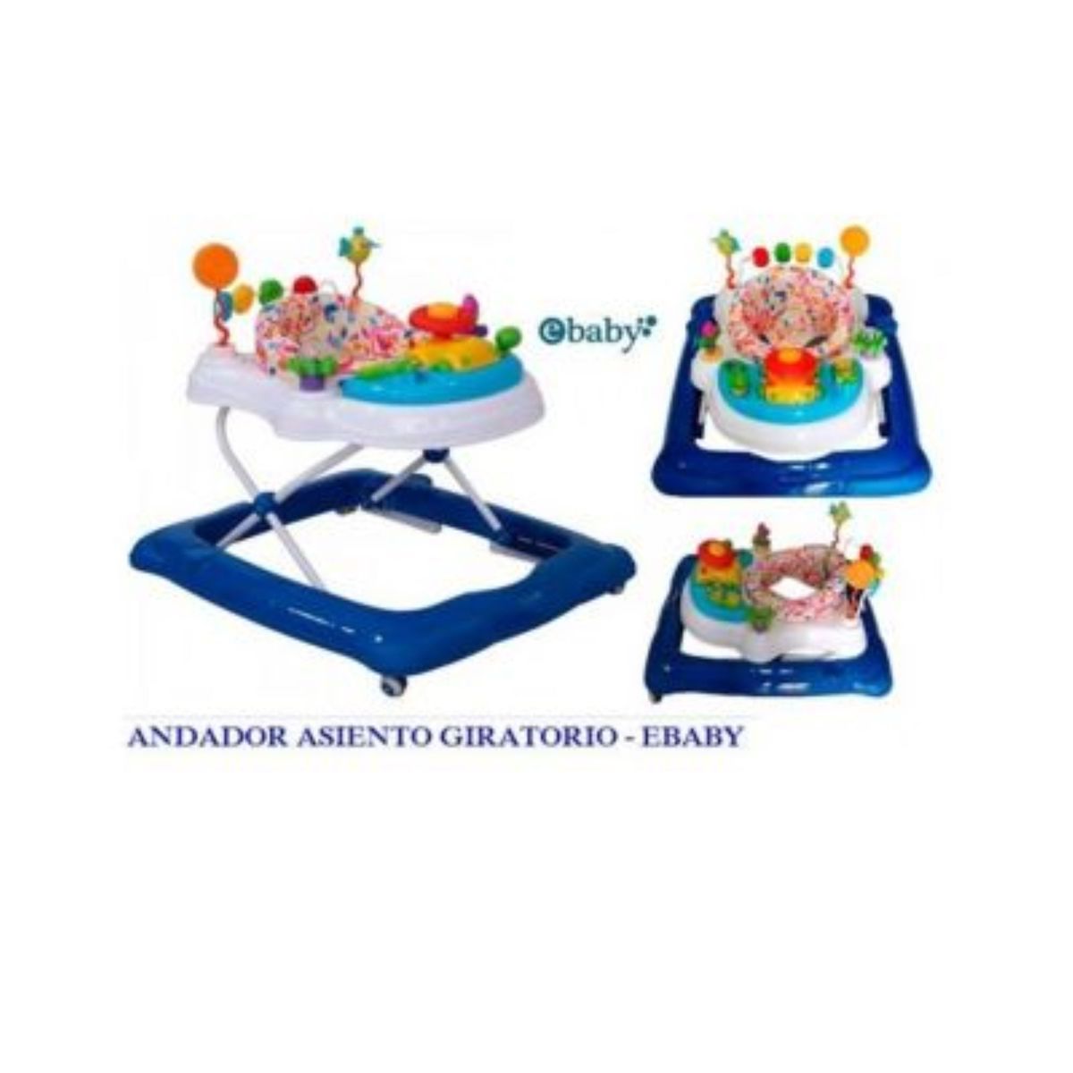 EBABY - Andador con Asiento Giratorio Musical Lessi Azul