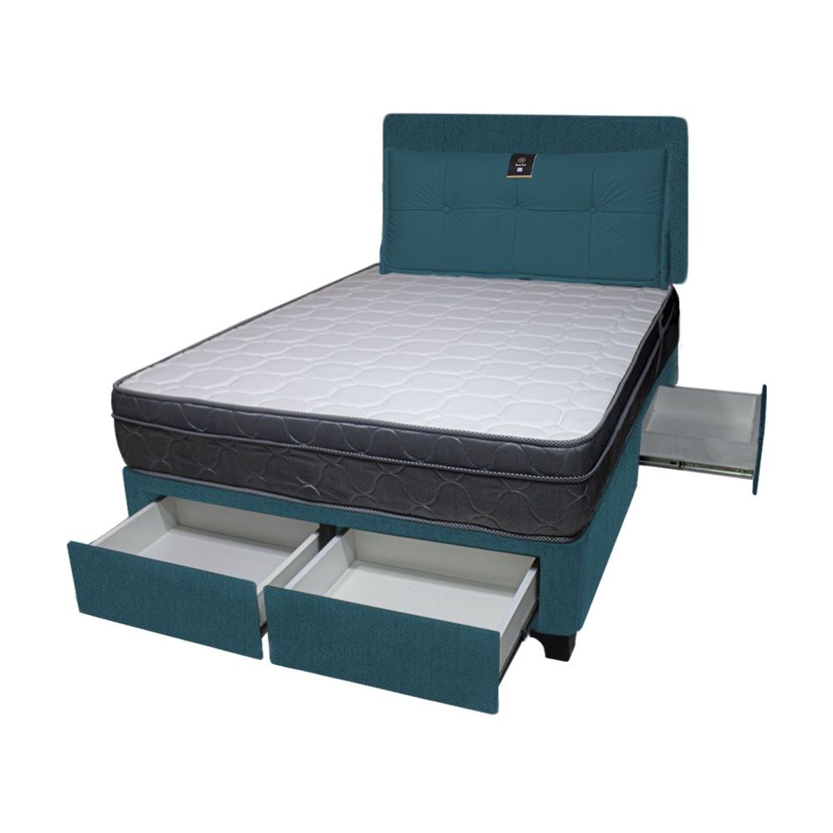 BARAKA HOME - Dormitorio Turin + 4 Cajones Queen + Cabecera + Cojin - Cobalto