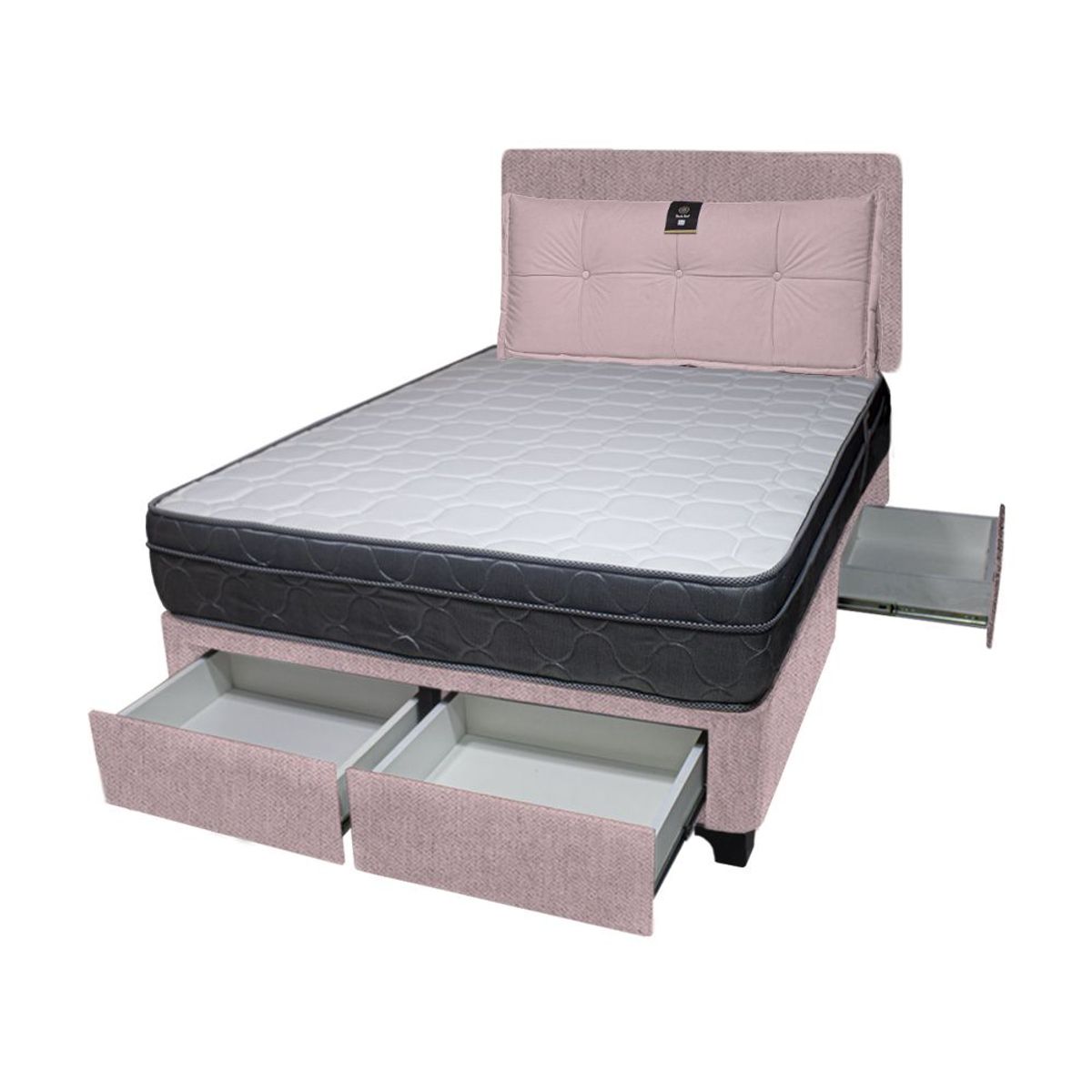 BARAKA HOME - Dormitorio Turin + 4 Cajones Queen + Cabecera + Cojin - Rosado