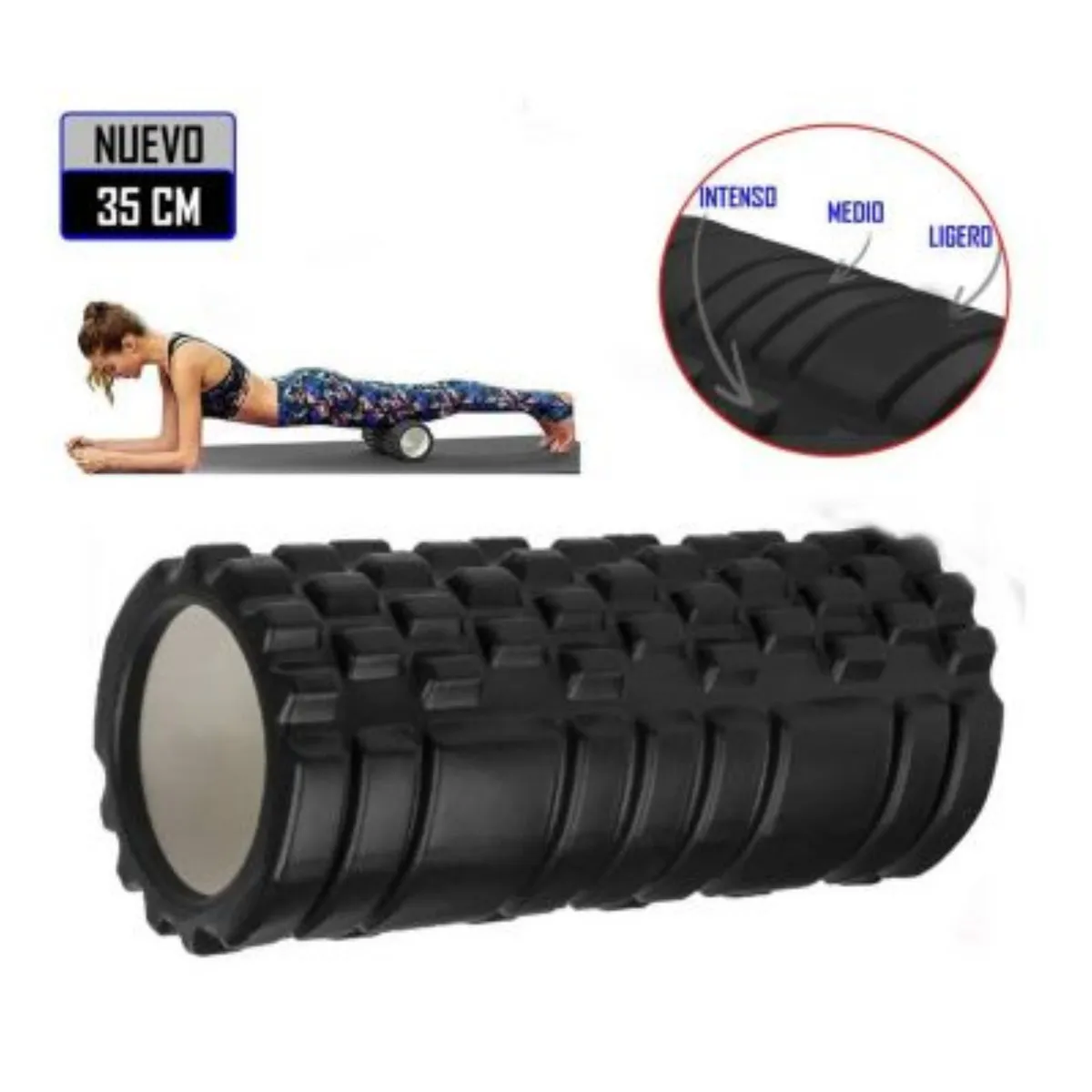 GENERICO - Foam Roller 35cm Rodillo de Espuma para Masaje Negro