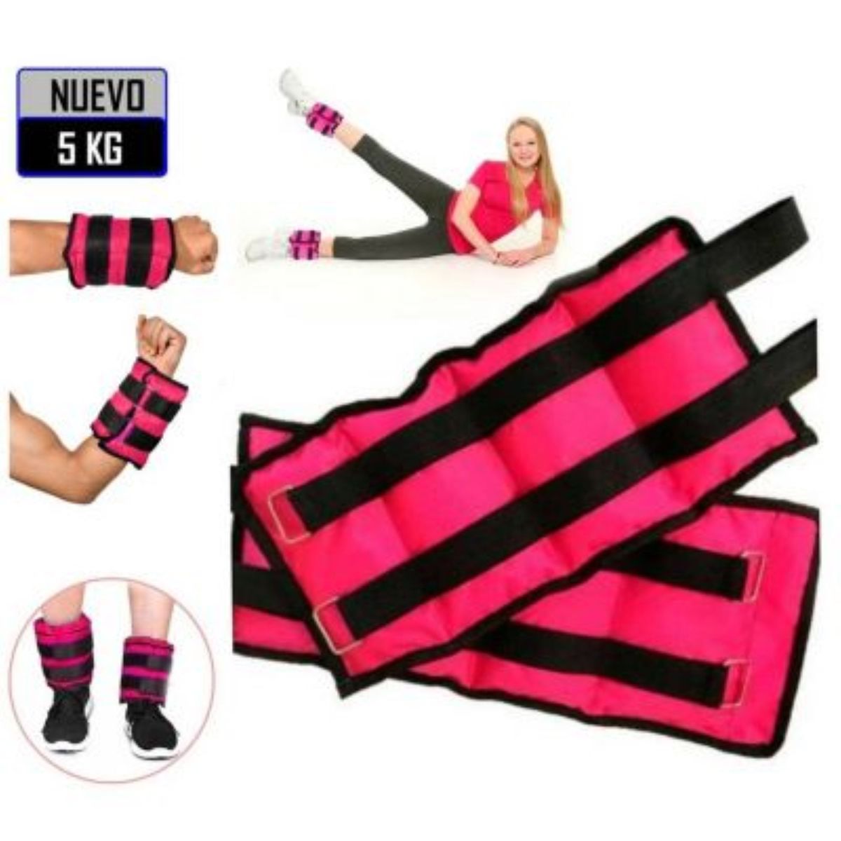 GENERICO - Tobilleras Muñequeras de 5 Kg Pack 2 Unidades