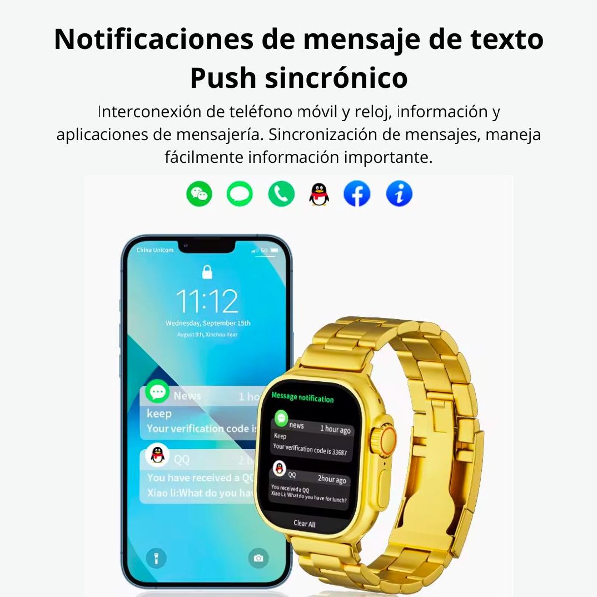 GENERICO - Smartwatch G9 Max Ultra Gold Pantalla Grande 2.1" IP67 2 Correas