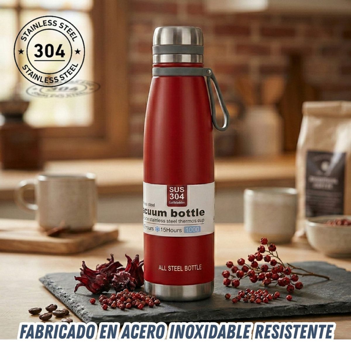 Pentha - Termo Tomatodo De 1 Litro Acero Inoxidable Color Rojo