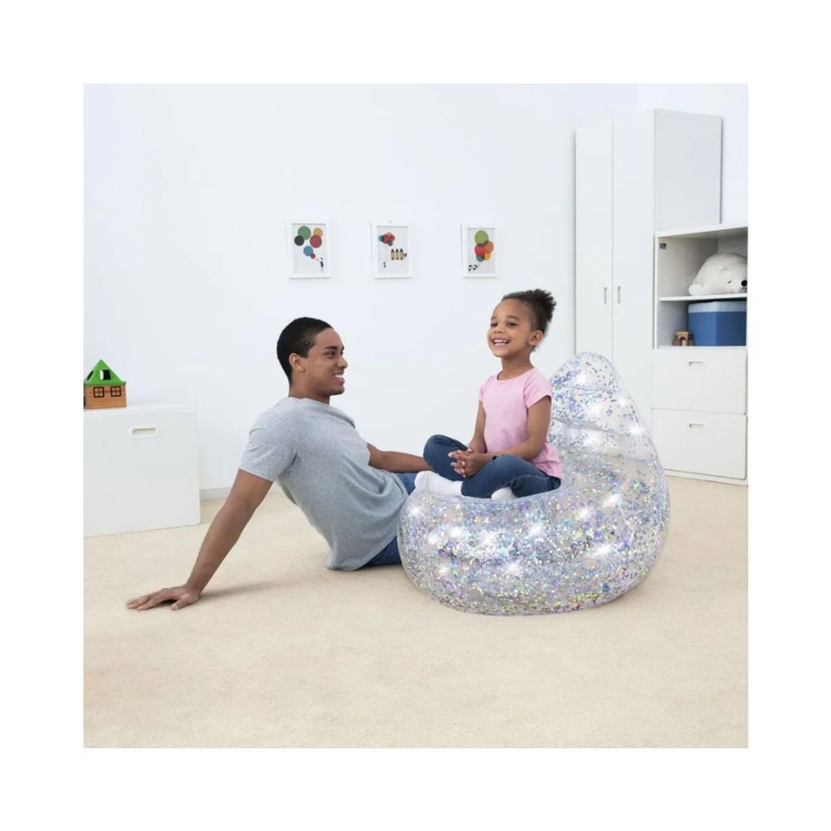 BESTWAY - Sillón PUFF inflable transparente BRILLANTE