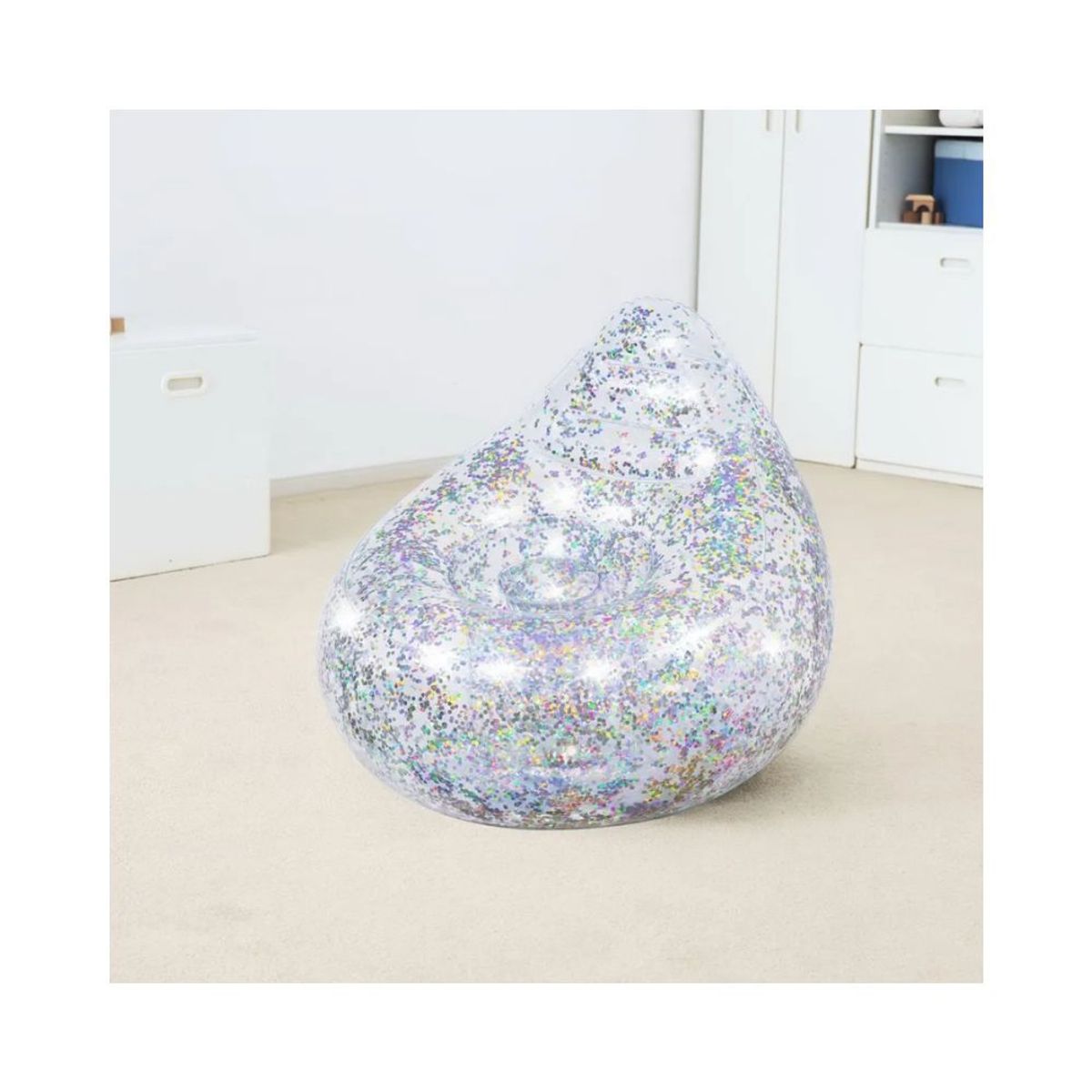 BESTWAY - Sillón PUFF inflable transparente BRILLANTE