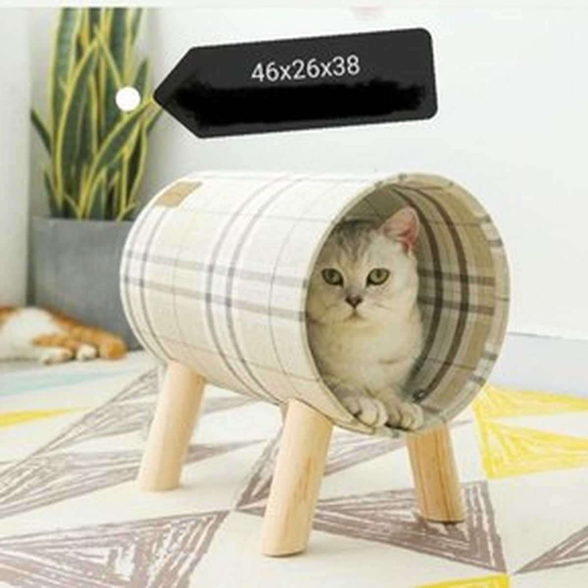 GENERICO - Cama para Gatos tipo Tunel con Patas de madera