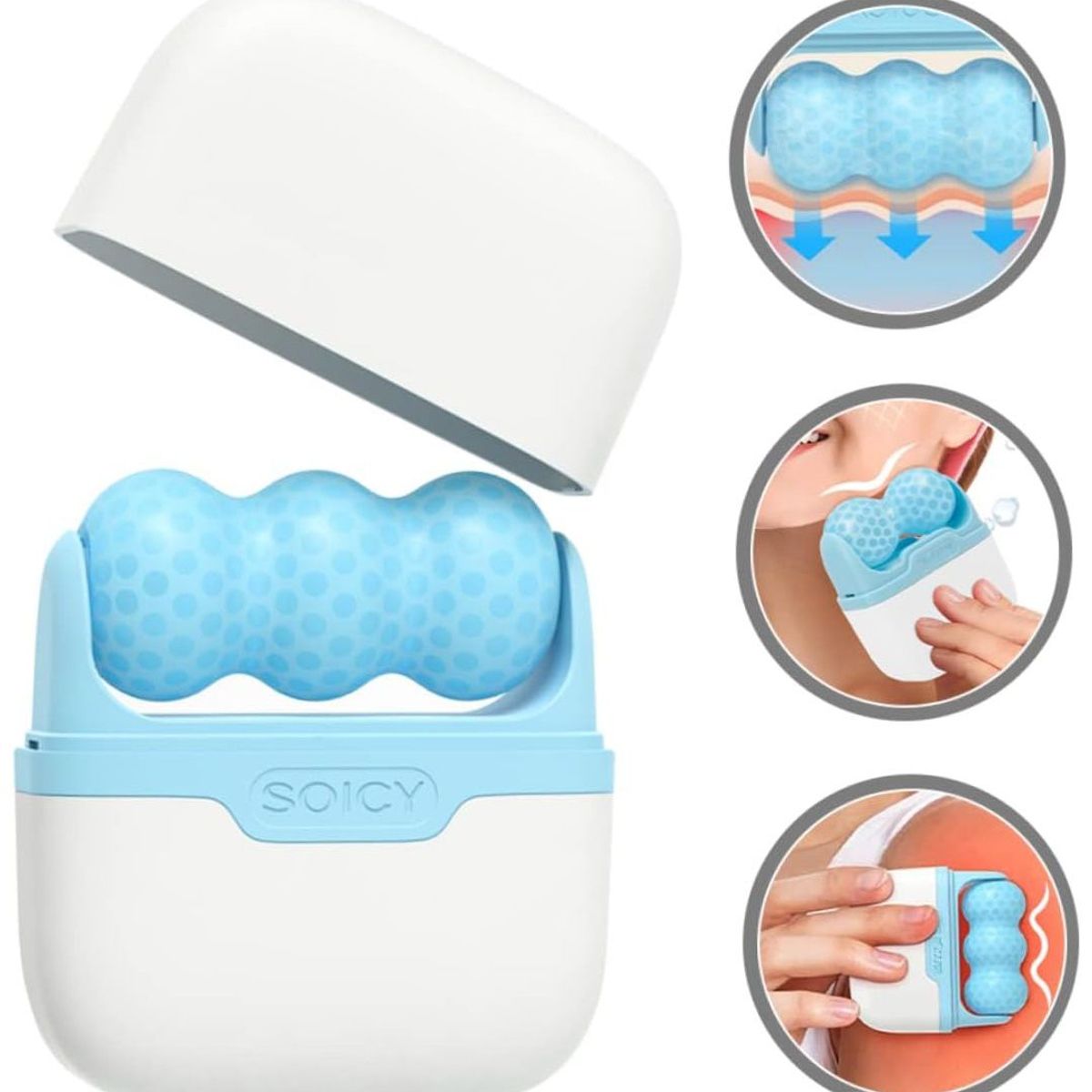 GENERICO - Rodillo de Hielo Doble Cabezal para Masajes Faciales Terapia de Frío