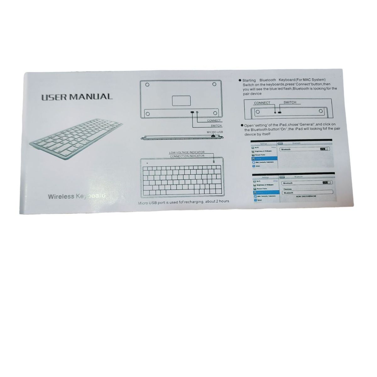 GENERICO - Teclado Inhalamábrico Bluetooth  Wireless Universal -  Blanco