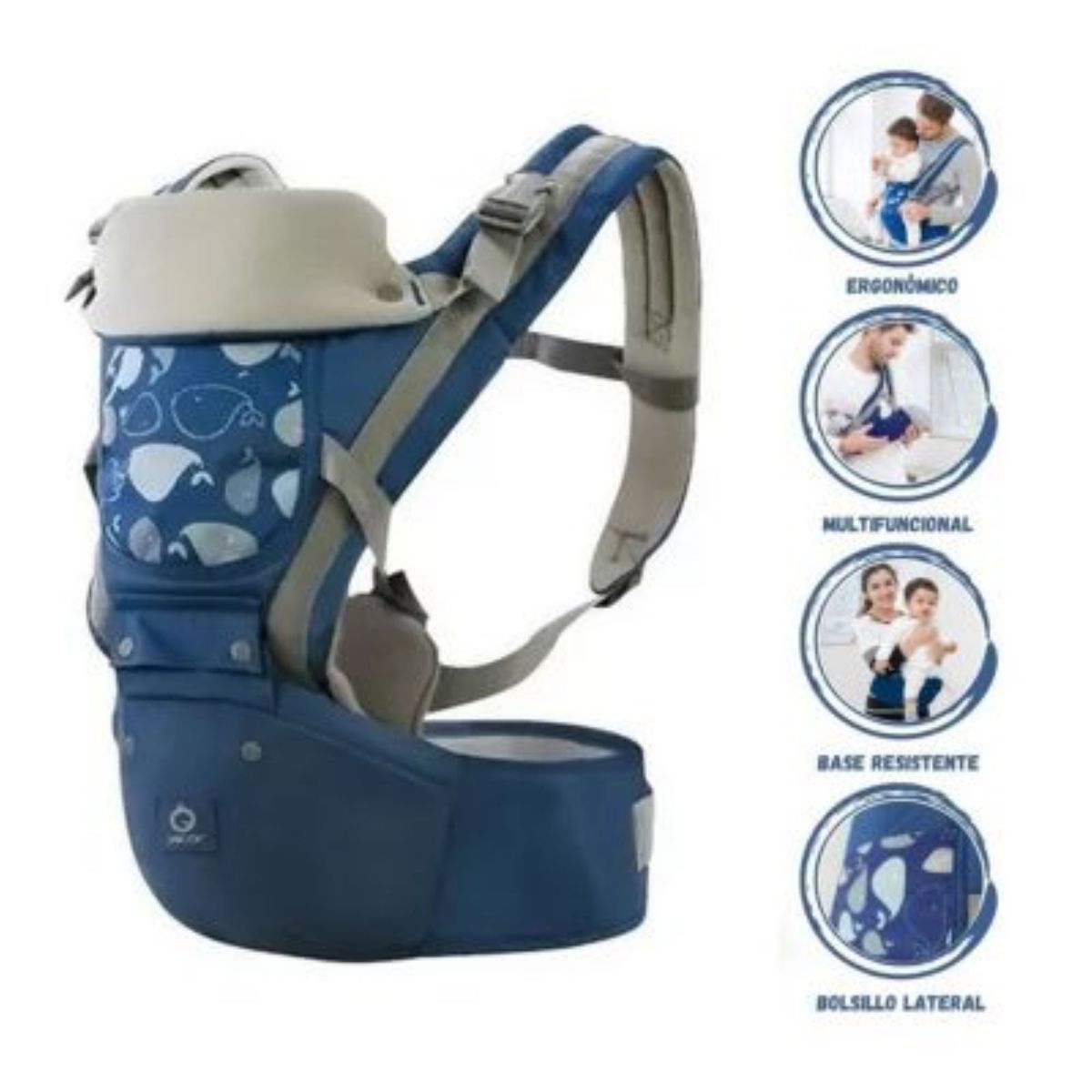 GENERICO - Canguro Para Bebé Ergonómico Ballena 3 en 1 Azul