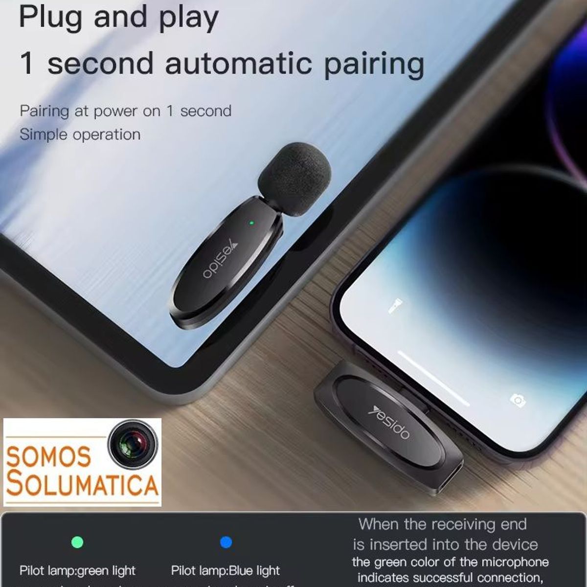 YESIDO - Microfono Inalambrico Tipo C - Para Celular - X2 Yesido