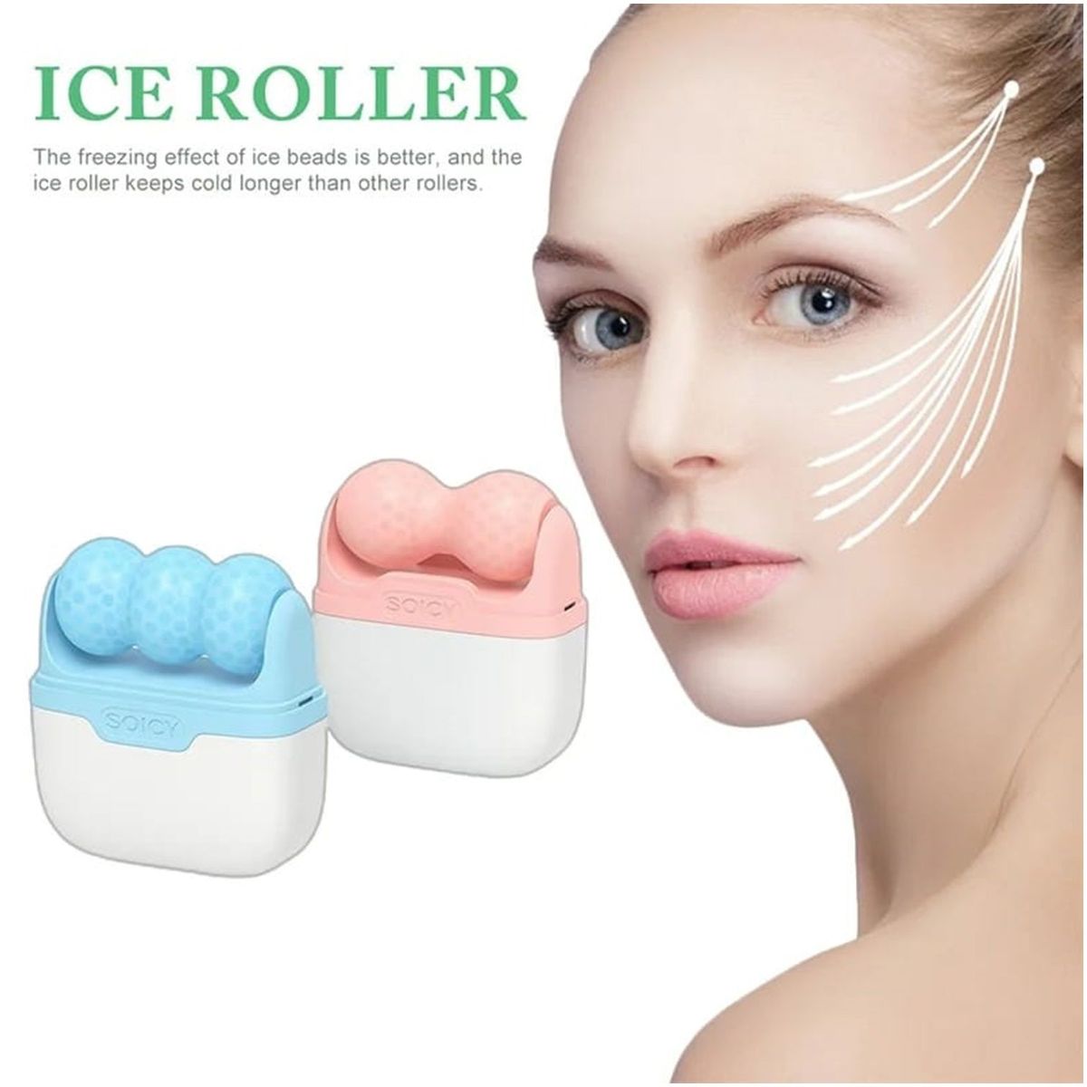 GENERICO - Ice Roller Doble Cabezal para Masajes Faciales Terapia de Frío Rodillo