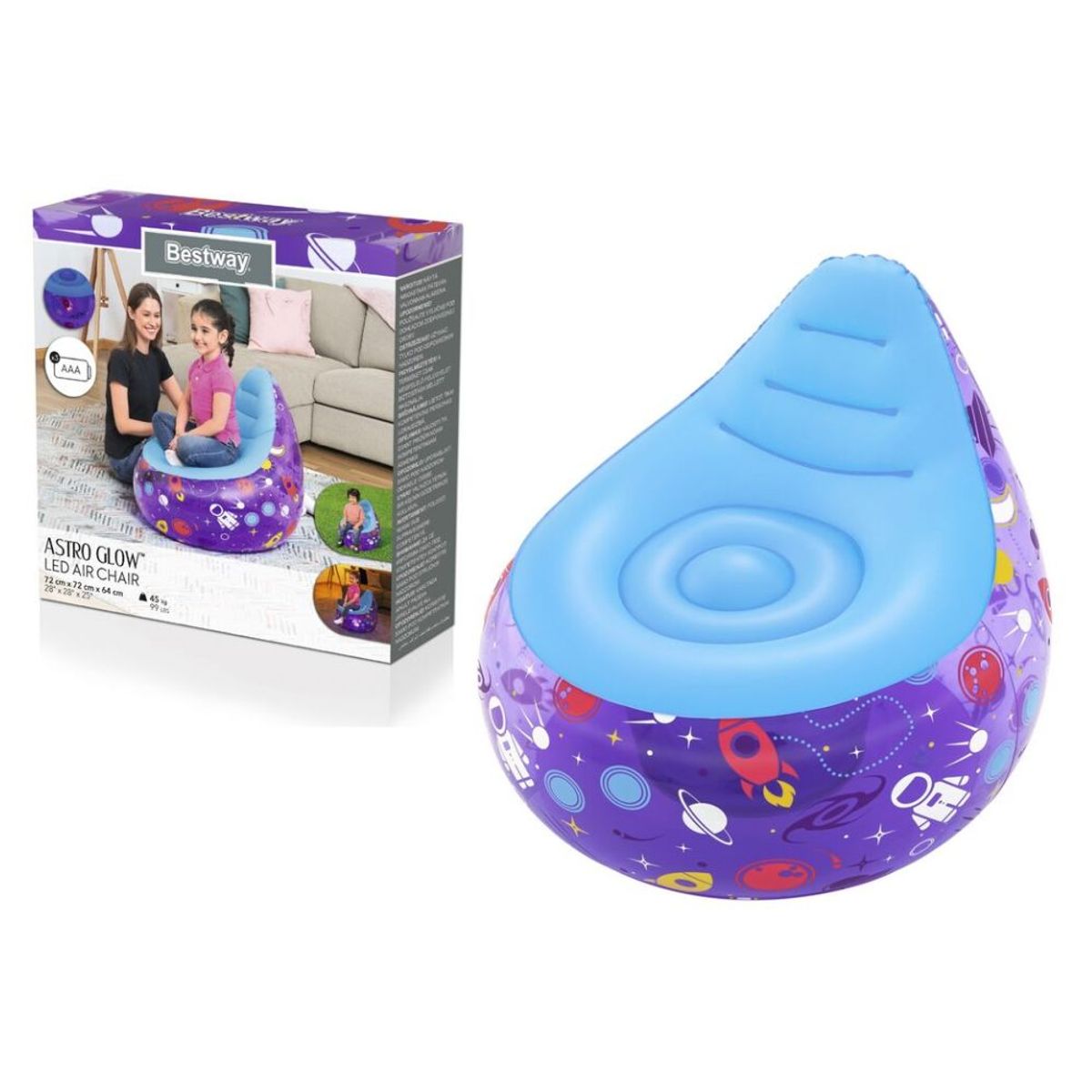 BESTWAY - Sillón Inflable con Luz LED Astro Glow MORADO