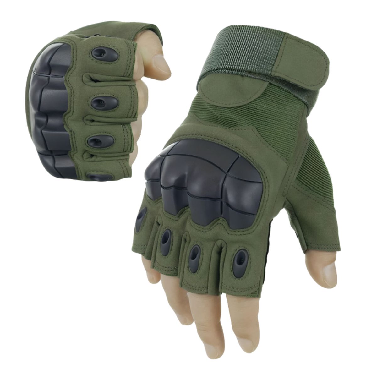 GENERICO - Guantes tácticos de medio dedo para moto y exterior - Verde