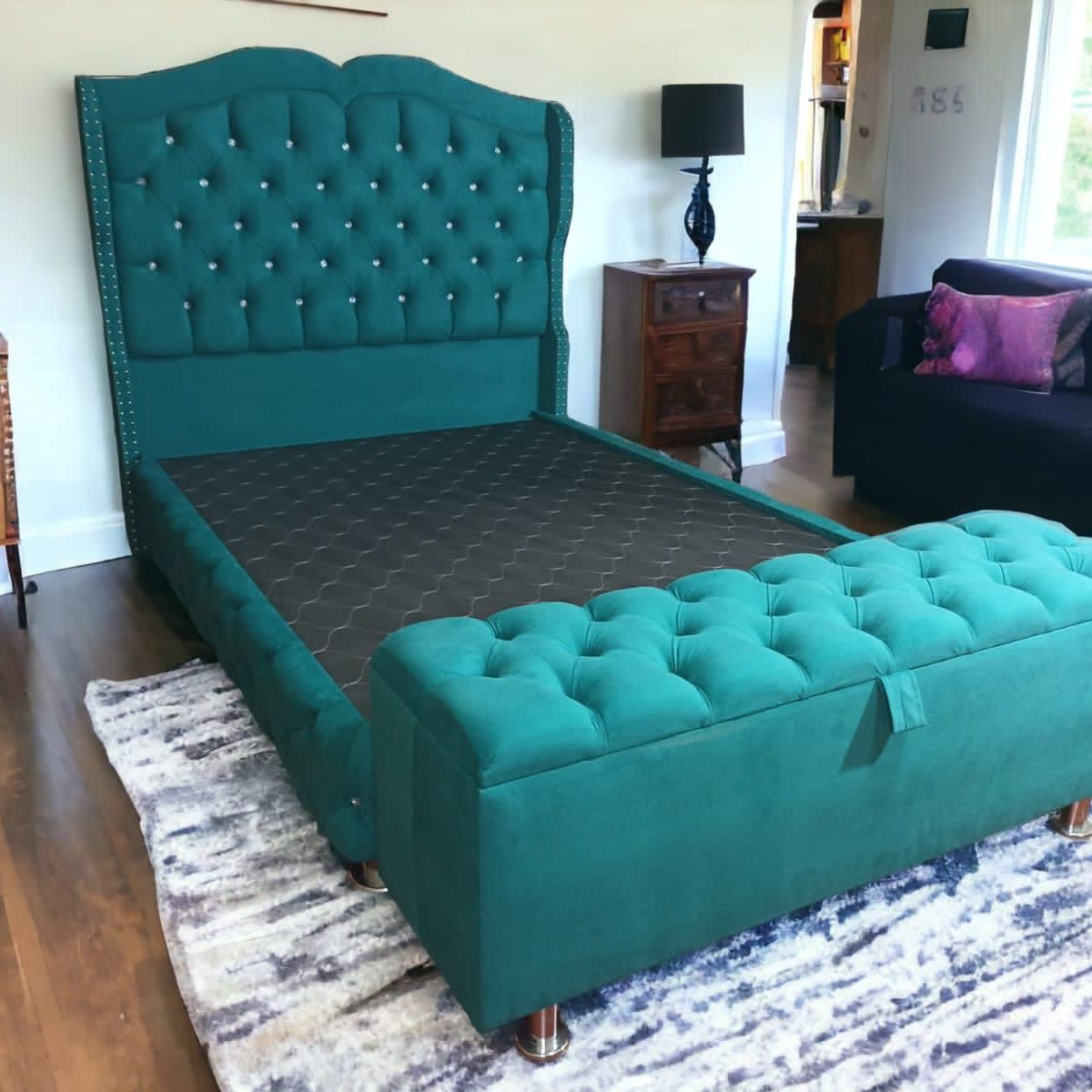 GENERICO - Cama Throne Queen c Baúl - Verde