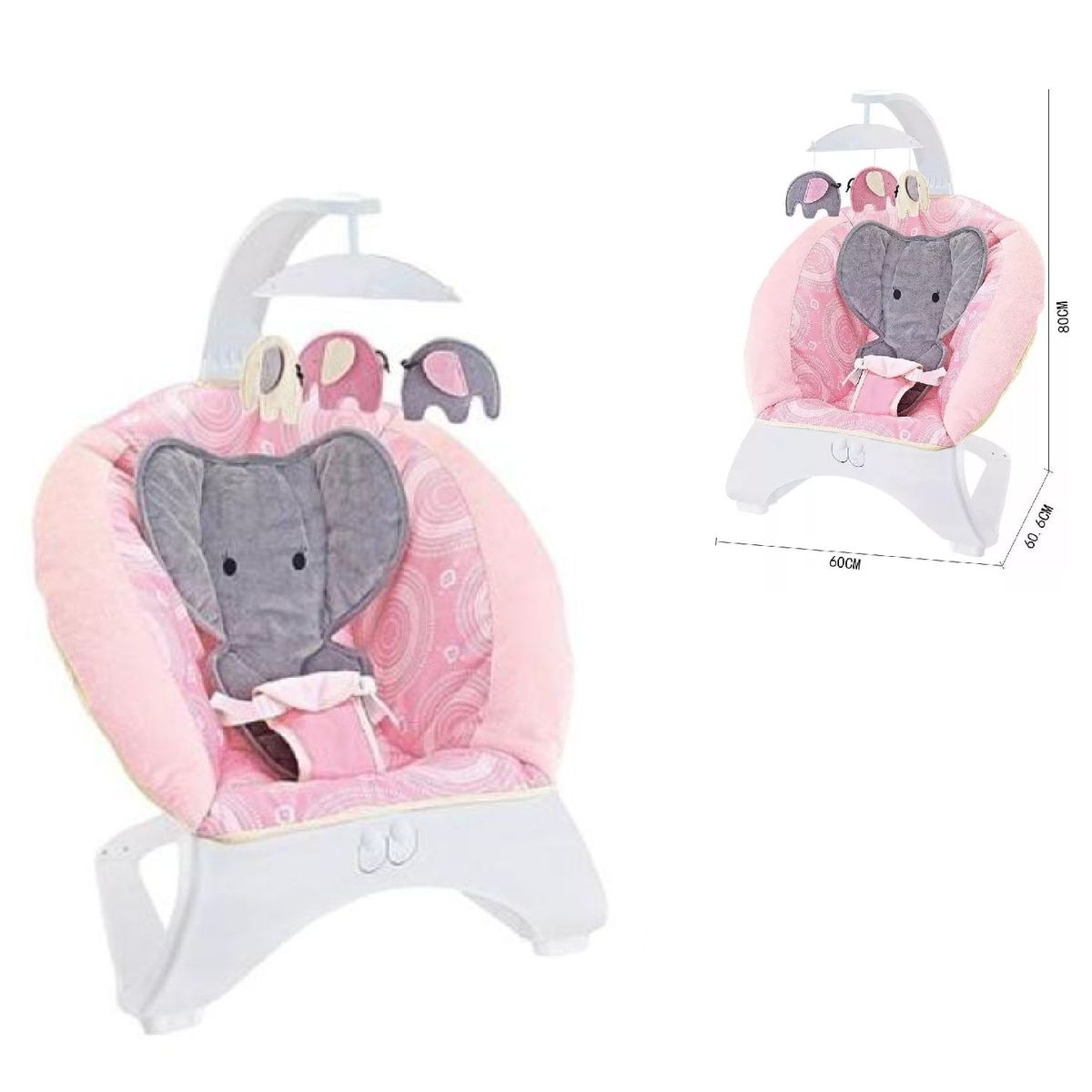 GENERICO - Mecedora para Bebes Musical y Vibrador -Elefante R